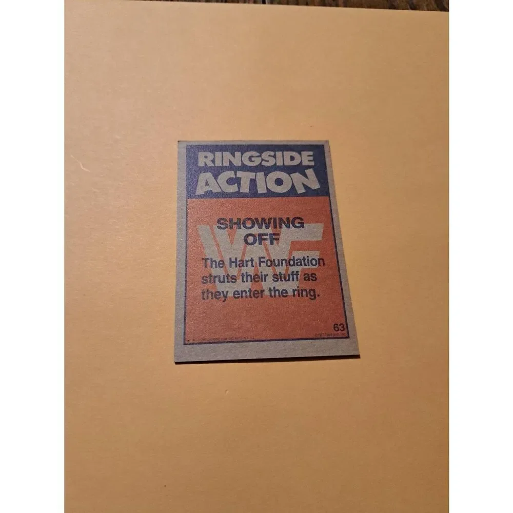 Vintage 1987 WWF Topps Trading Card 63 Hart Foundation Showing Off Wrestling - Picture 2 of 2